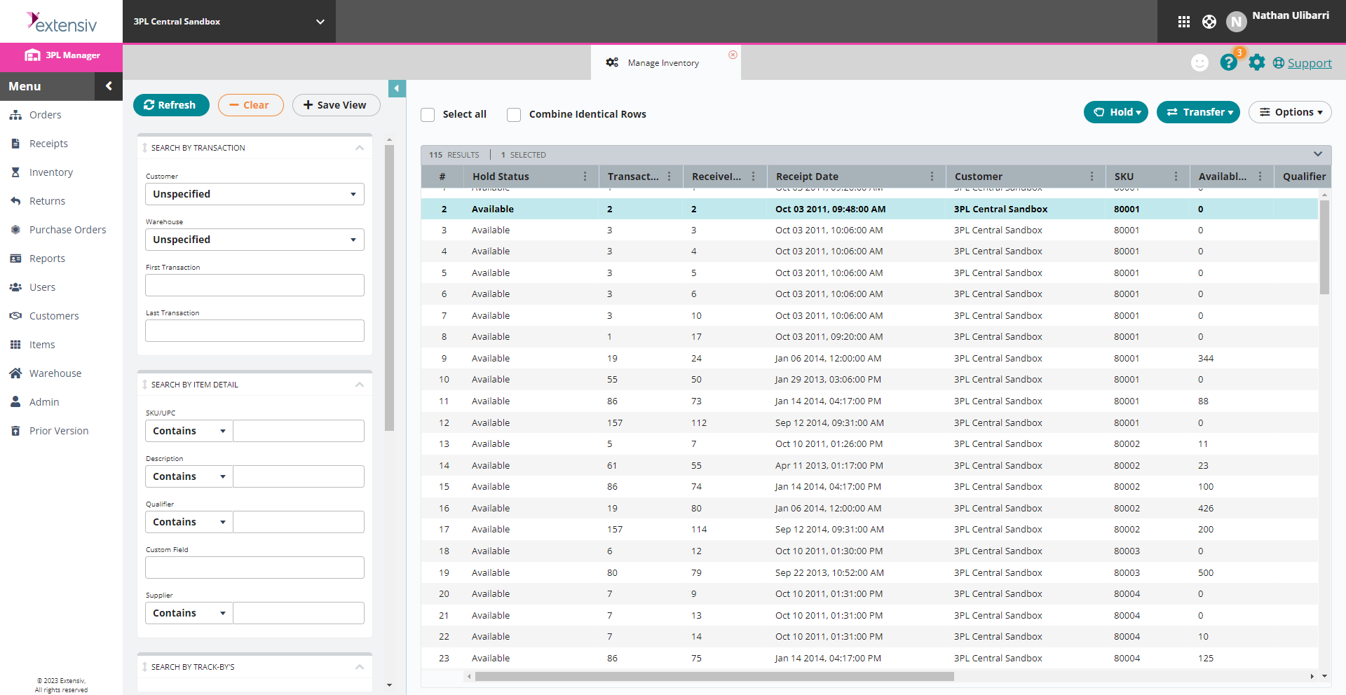 3PL Warehouse Manager Manage Inventory software screenshot
