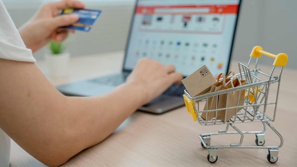 Online shopping boxes or parcels are placed on the table