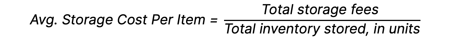 average storage cost per item formula