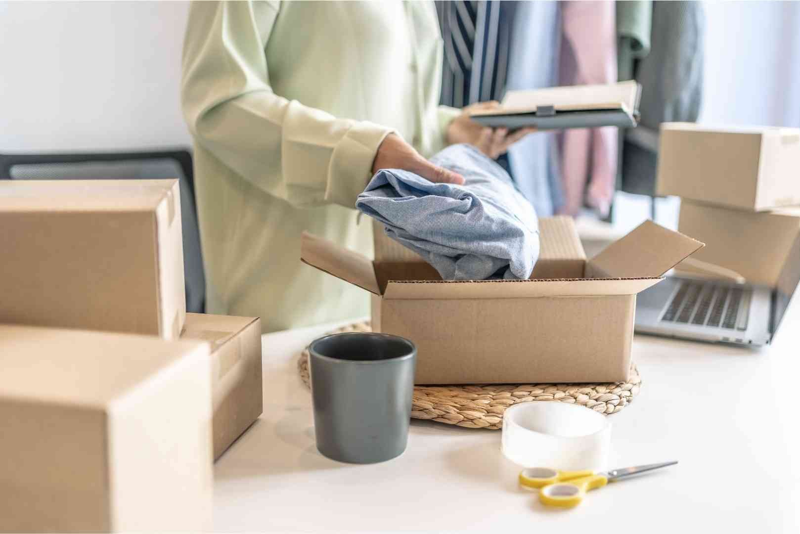 Business owner preparing parcel