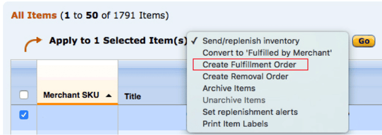 Create Fulfillment Order