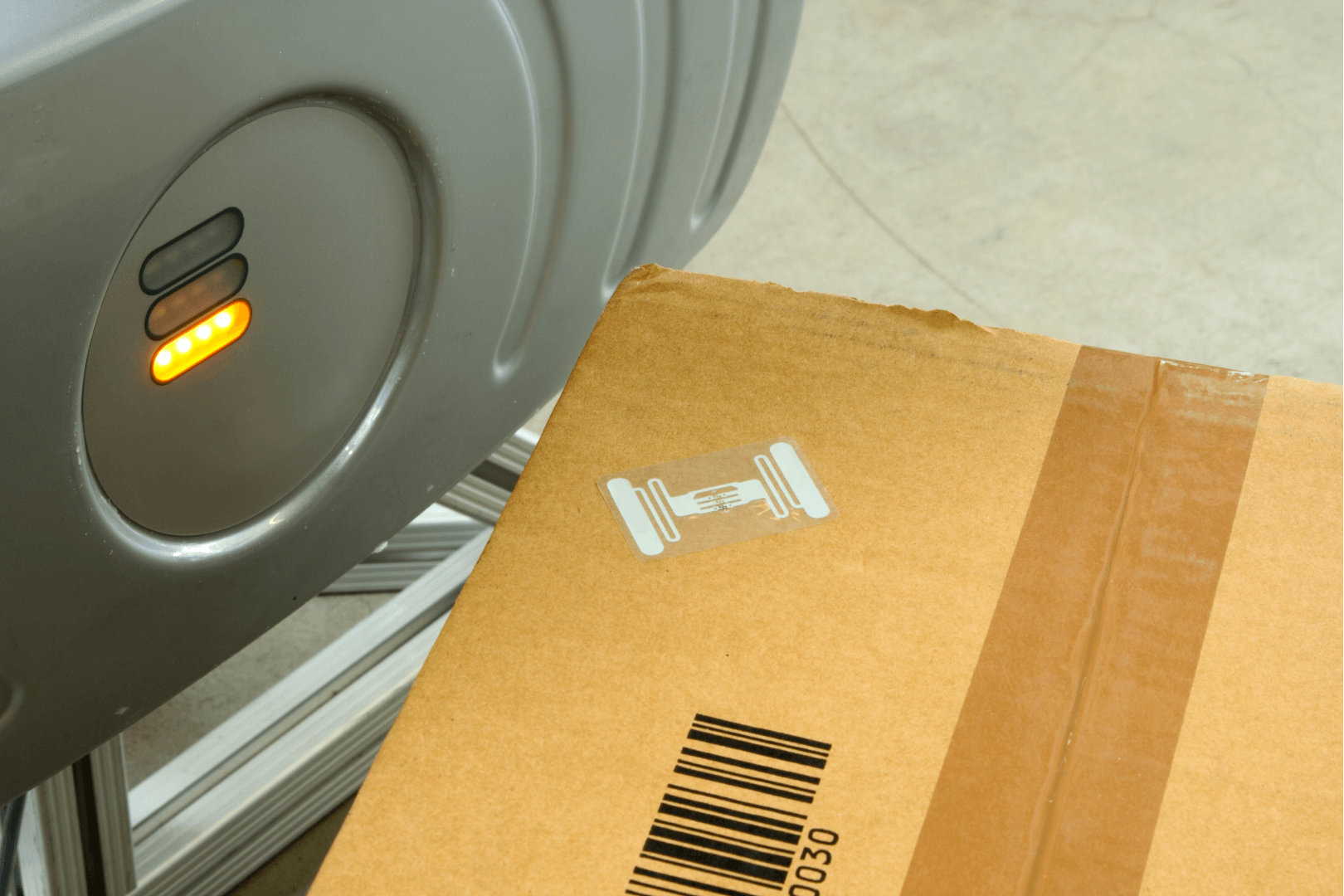 RFID label on a box