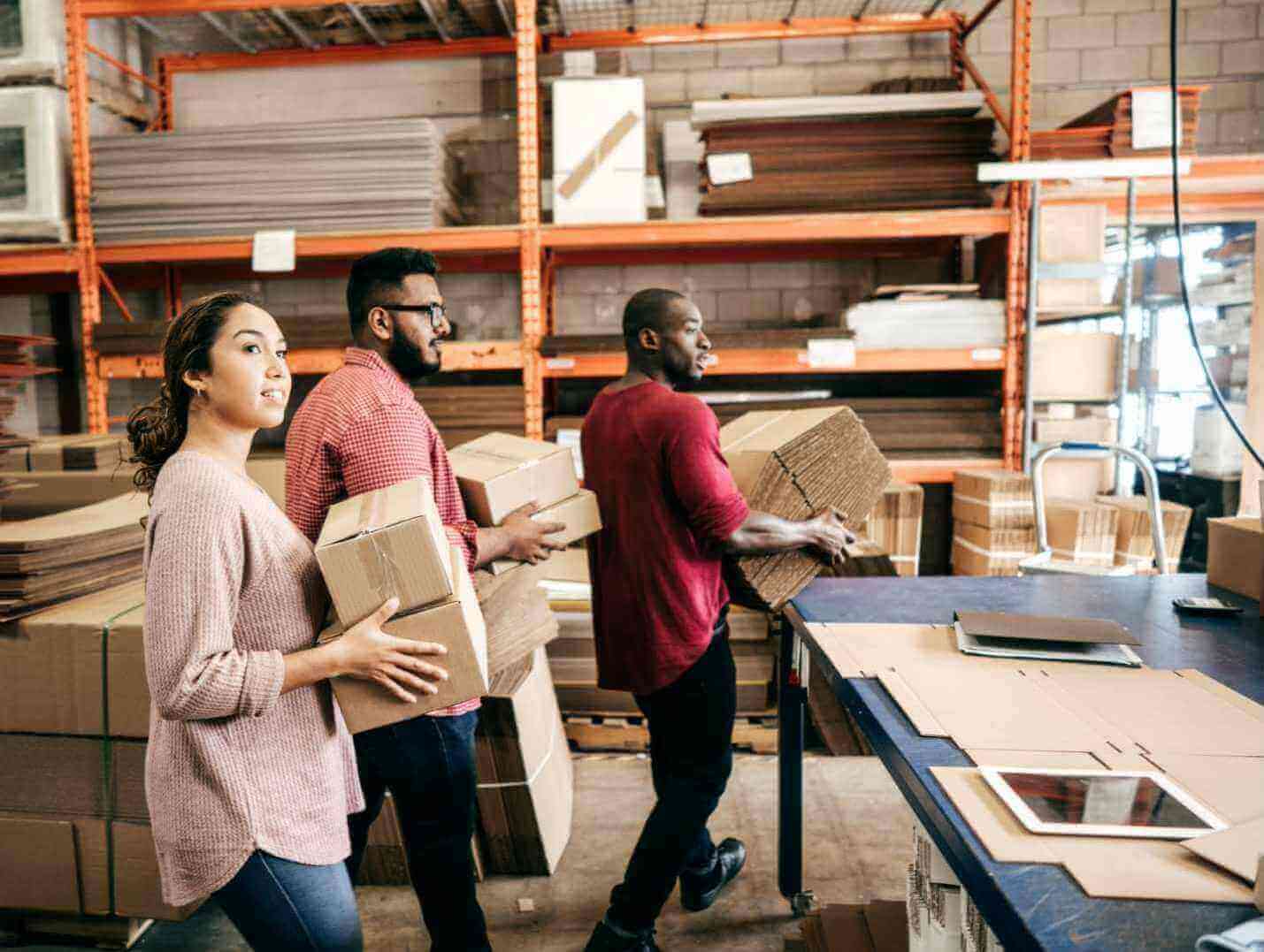 Small business and young entrepreneurs at a warehouse