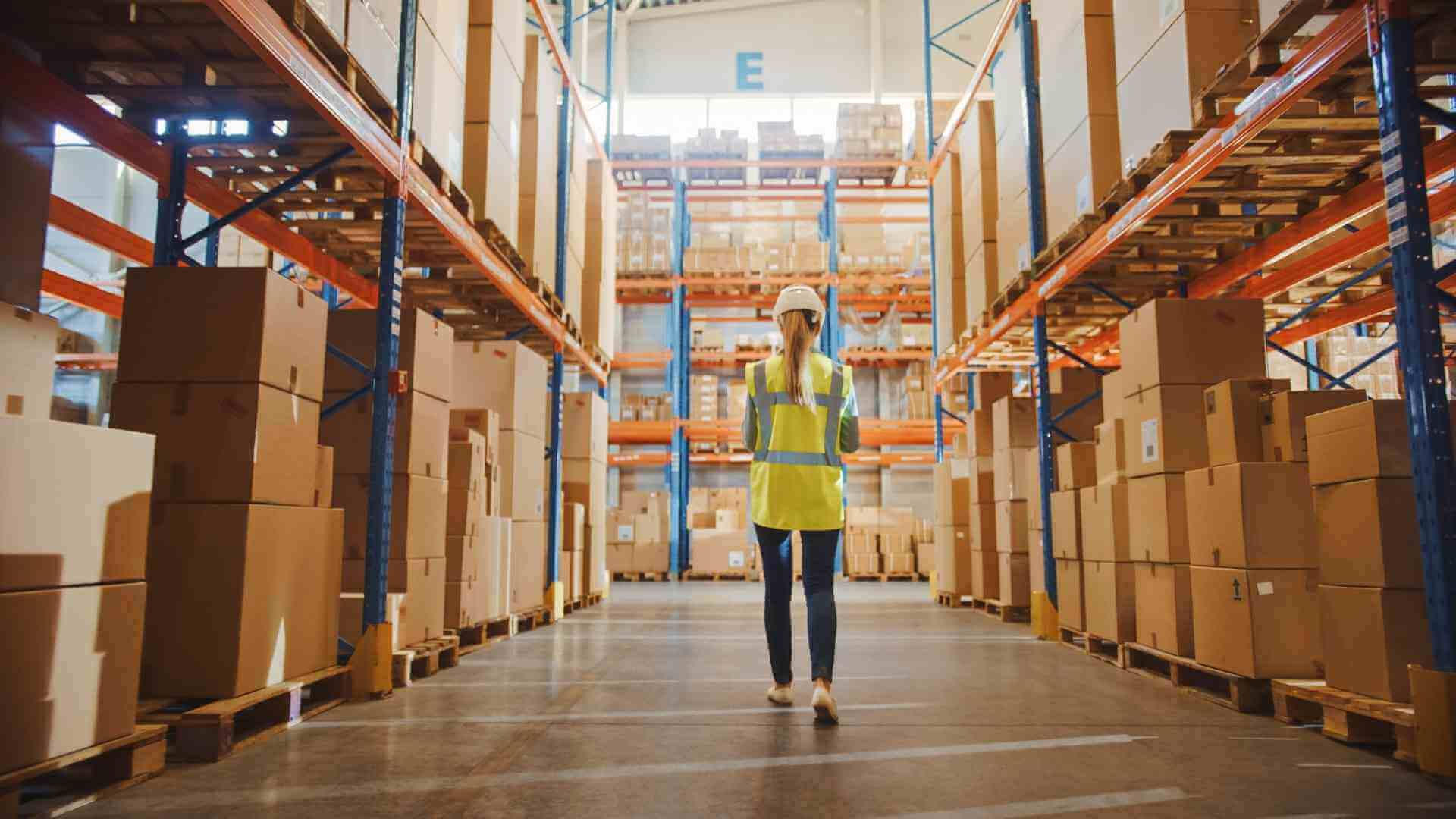 Warehouse worker checking stocks