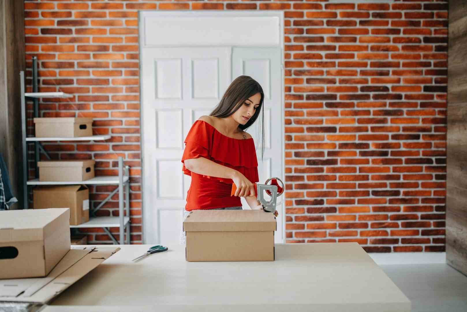 Young woman fulfilling online order