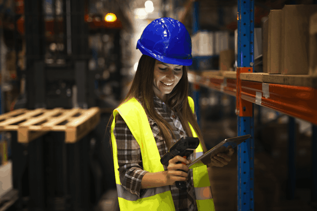 inventory manager displaying safe work practices; lean warehousing