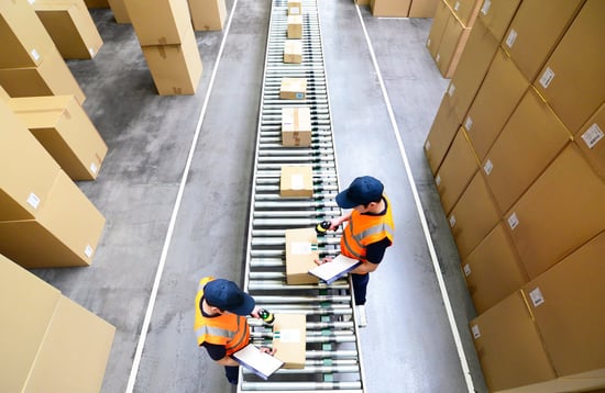 busy warehouse in response to covid 19 increased shipping volume