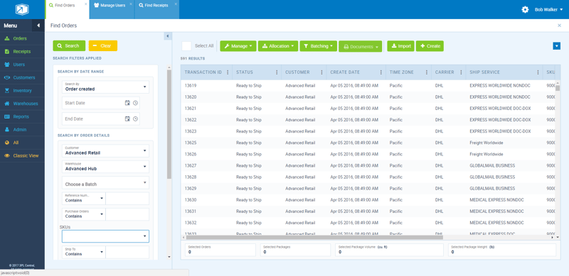 screen - find orders