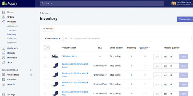 shopify inventory tracking