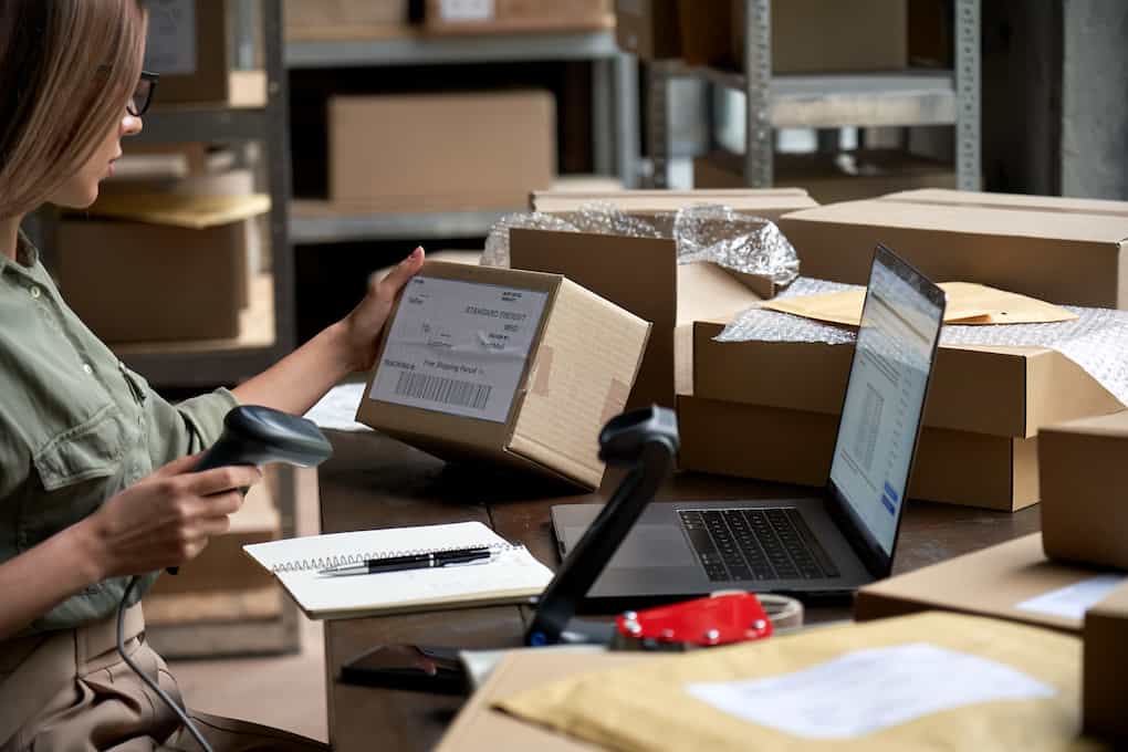seller working to calculate shipping costs