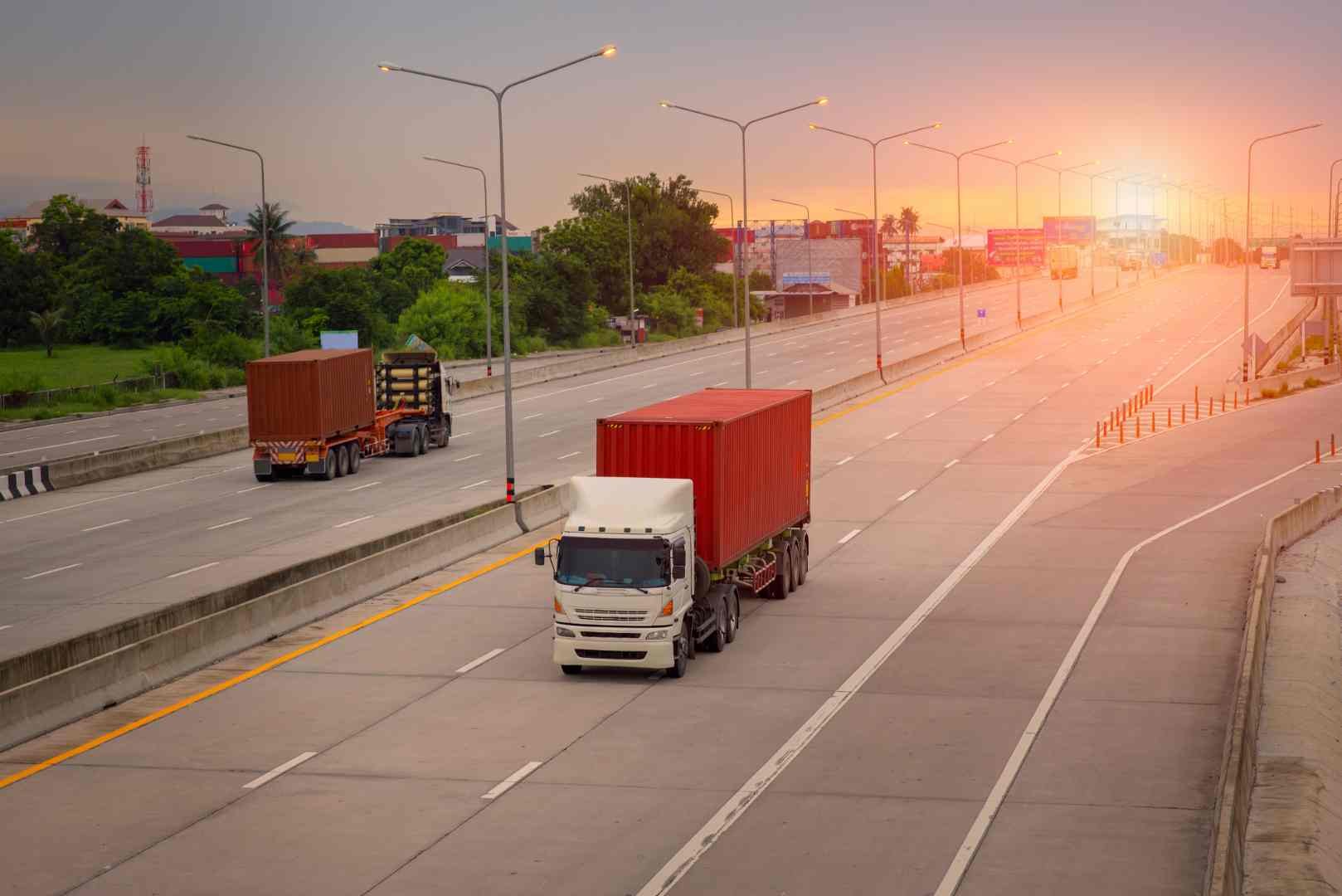 container trucks on the road
