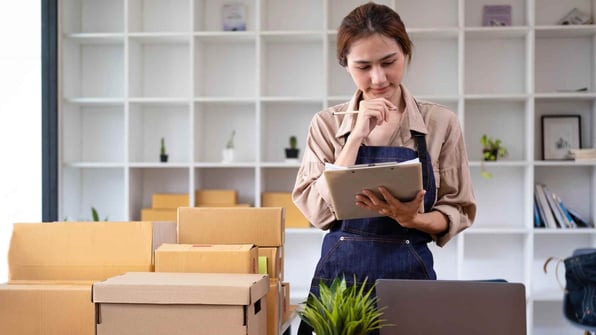 female entrepreneur checking inventory