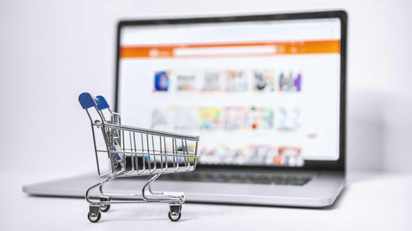 online marketplace concept with shopping cart