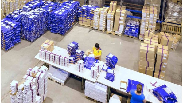 stack of parcels in warehouse