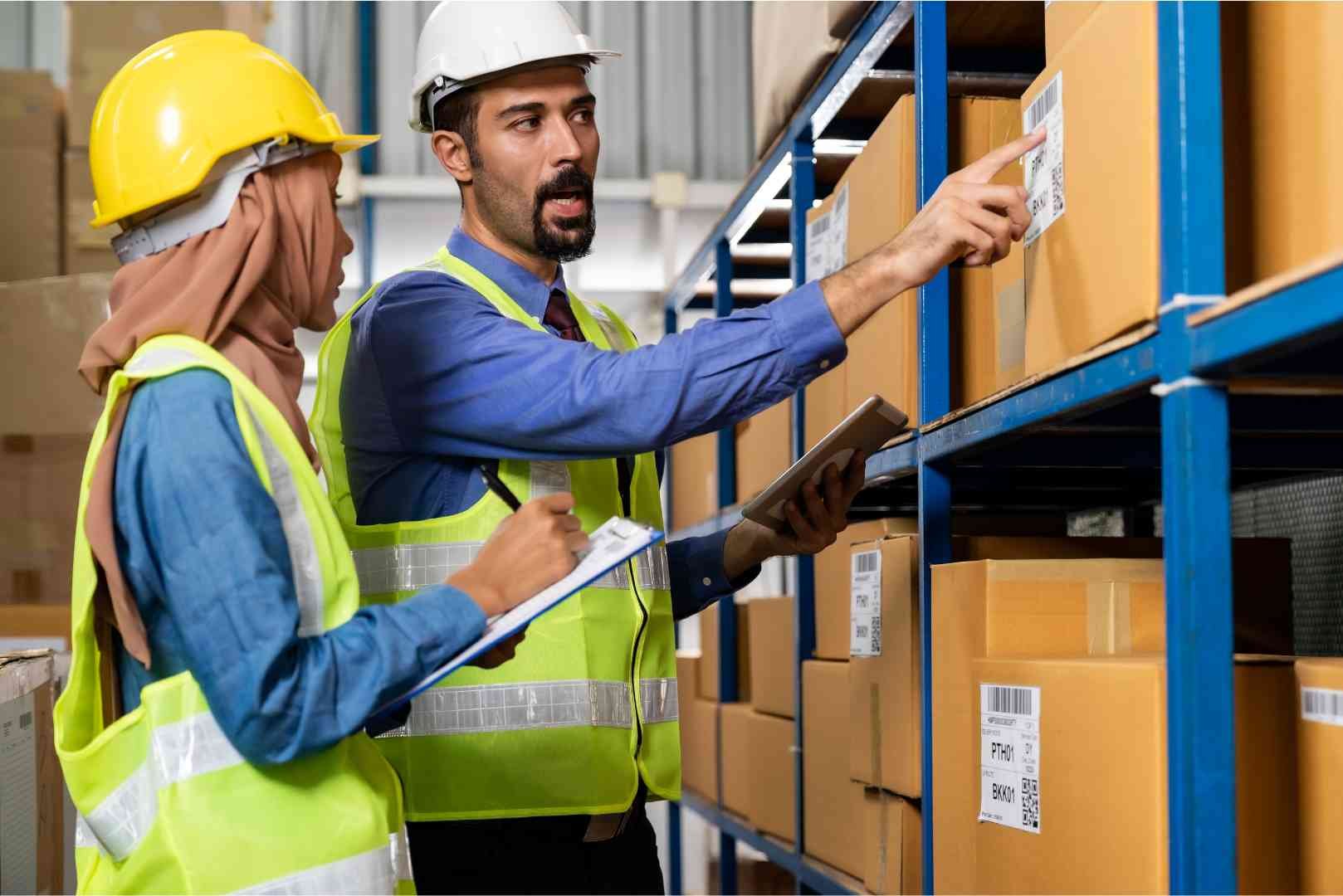 warehouse manager talking about logistics