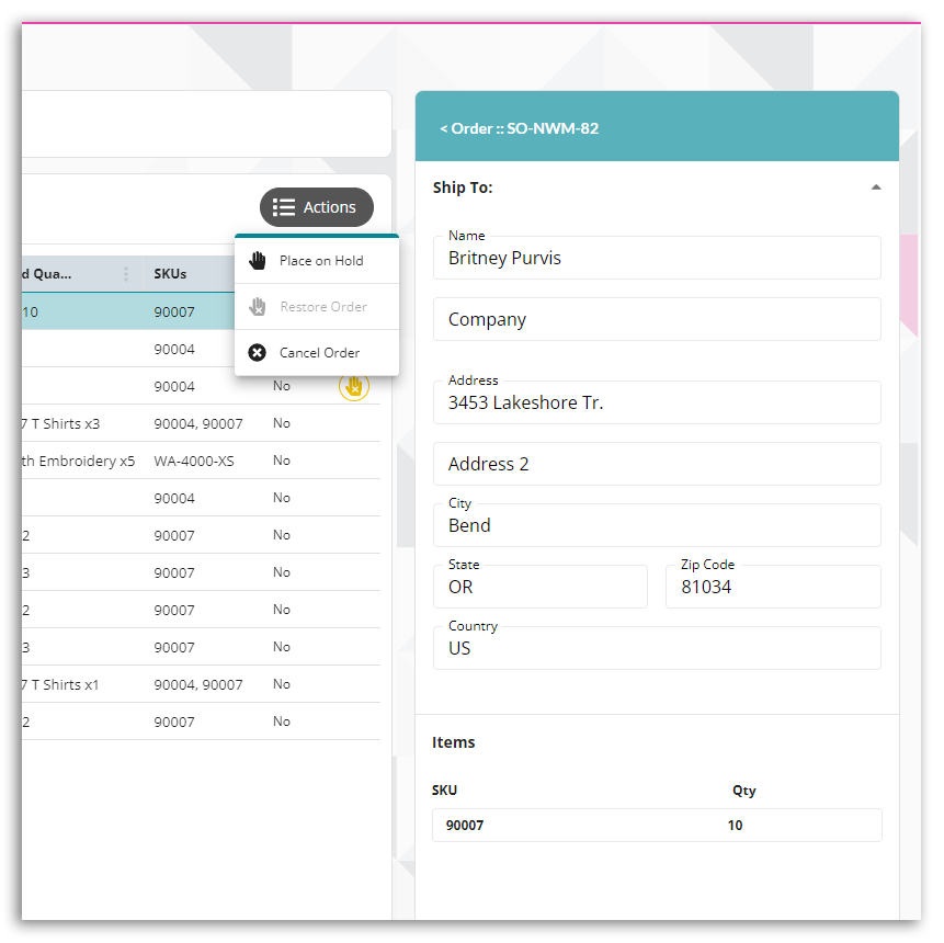 Network Manager Order Details